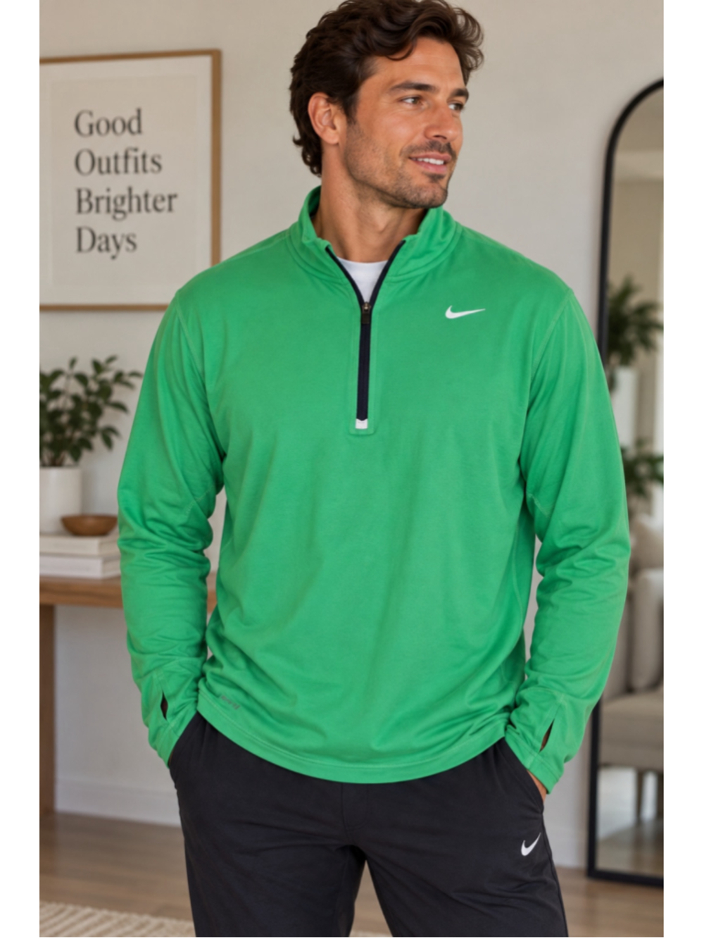 Nike Dri-FIT 1/4 Zip Pullover Sweatshirt Green Men’s Size XL